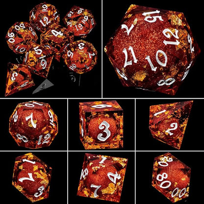 ARUOHHA Liquid Core DND Dice Set, RPG Silver Numbers Red Dungeons Polyhedral - Image 6