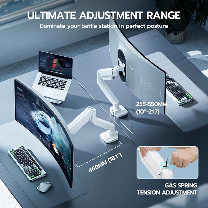 ARES WING Ultrawide Single Monitor Arm, Heavy Duty Monitor Mount - Image 7