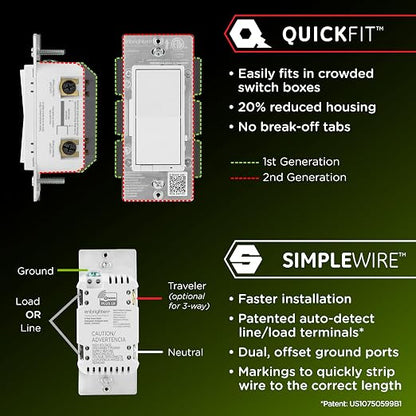 Enbrighten 800 Series Z-Wave On/Off Paddle Switch, Long Range 800LR, Quick Fit - Image 2
