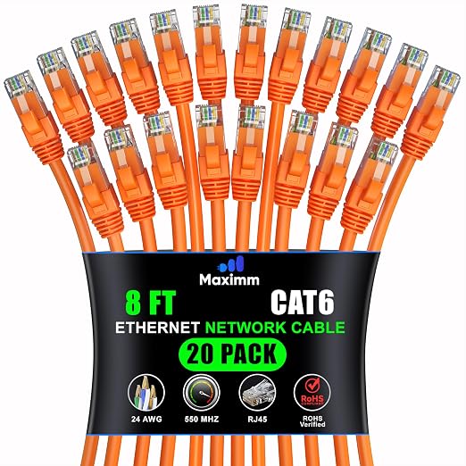 Maximm Cat 6 Ethernet Cable 8 ft by MaximmCable