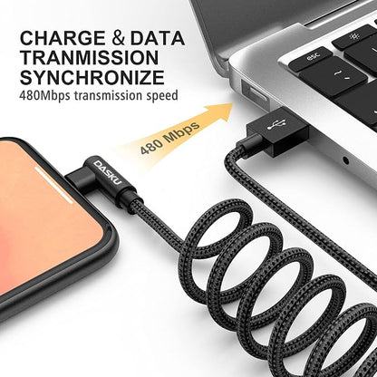 90 Degree iPhone Charging Cable 2Pack 10ft Right Angle Nylon Braided Lightning - Image 3