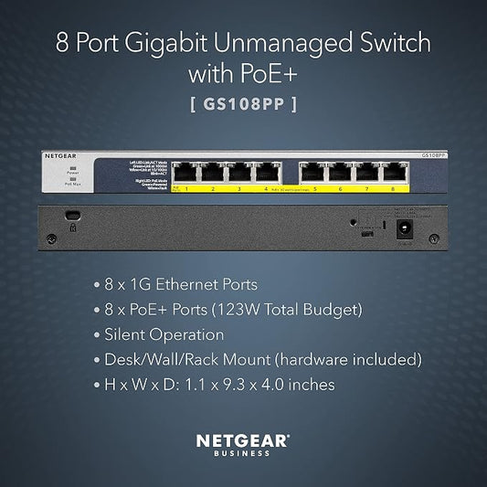 NETGEAR 8-Port Gigabit Ethernet Unmanaged PoE Switch - - Image 2