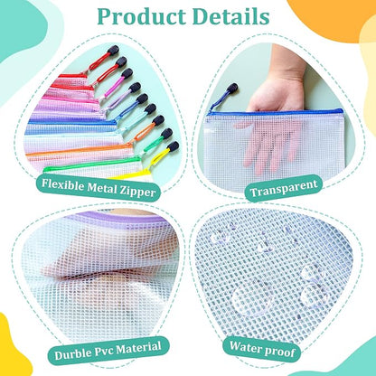24pcs Mesh Waterproof Pouch Bags, 9 Sizes Clear Pouches, Organizer Bags - Image 4