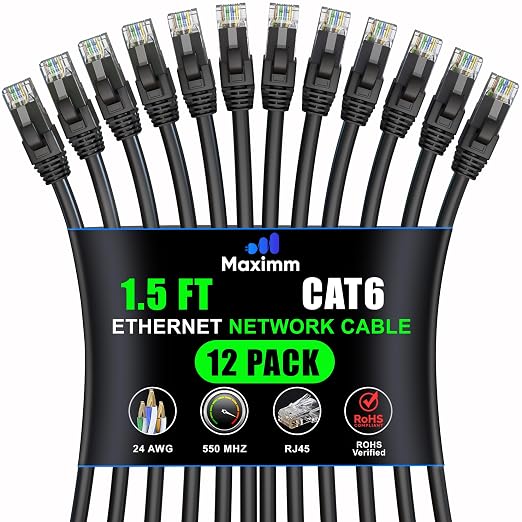 Maximm Cat 6 Ethernet Cable 1.5 ft by MaximmCable