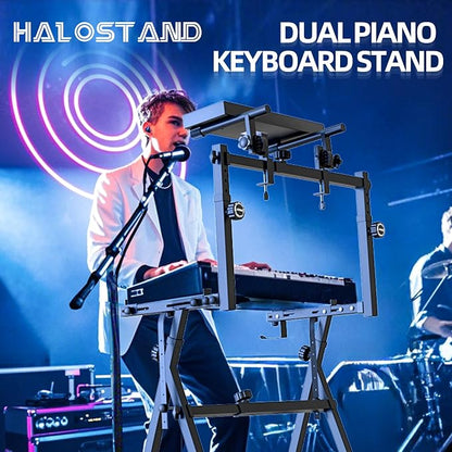 Dual Piano Keyboard Stand with 2nd Tier - Image 5