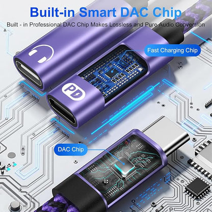 USB Type C Splitter 2 in 1 USB C Headphone and Charger Adapter Audio Dongle - Image 3
