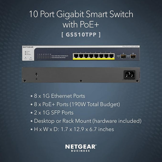 NETGEAR 10-Port PoE Gigabit Ethernet Smart Switch - Image 2