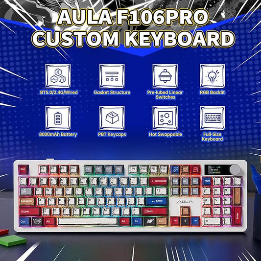 AULA F106 PRO Mechanical Keyboard, Full Size Gaming Keyboard - Image 2