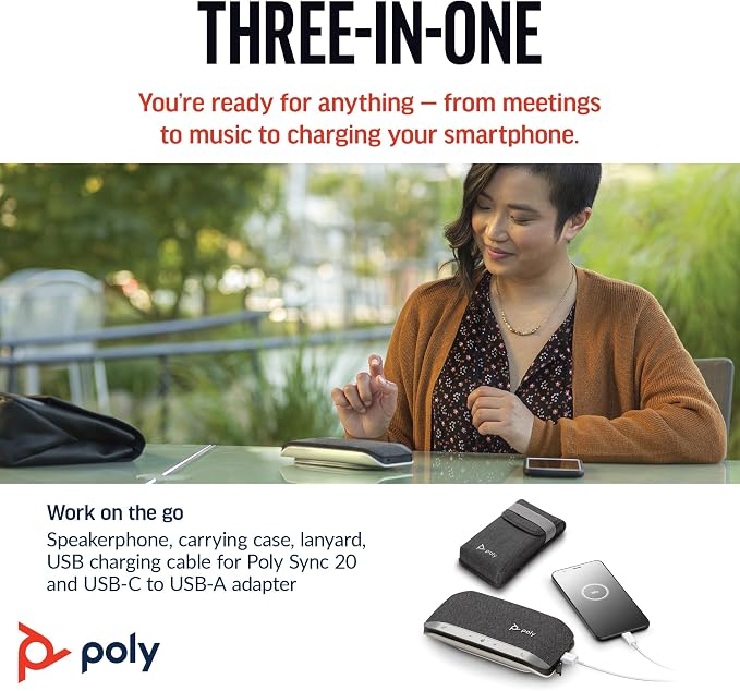 Poly Sync 20 USB-C Personal Portable Smart Speakerphone – Long Battery Life – - Image 4