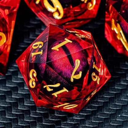 ARUOHHA DND Dragon Eye Dice Liquid Core Red Resin Sharp Edged Dice by ARUOHHA