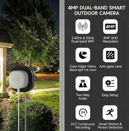 ELECCTV 2.5K Window Security Cameras 2Packs, 2.4G/5GHz WiFi Indoor Cameras - Image 2