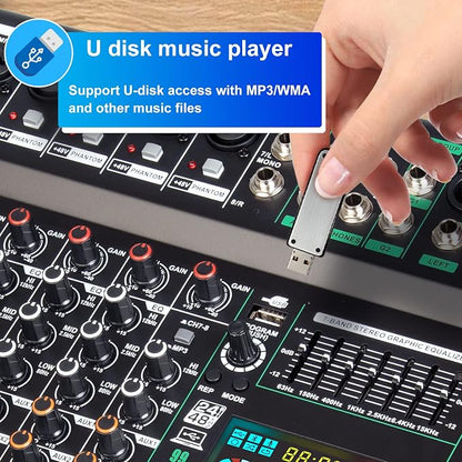 Depusheng TG8 professional dj audio mixer 8 channel input and dual group output - Image 4