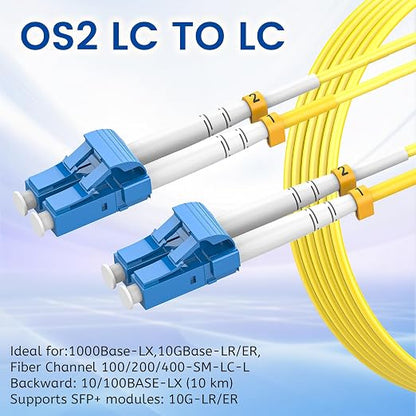 SpeedyCables- OS2 LC to LC Fiber Patch Cable 5m/16ft, 1G/10Gb 9/125um Single - Image 3