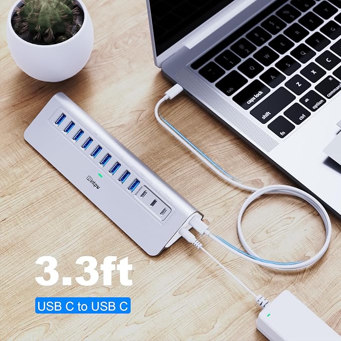 Powered USB Hub 10Gbps, intpw 12 Port USB C Hub - Image 6