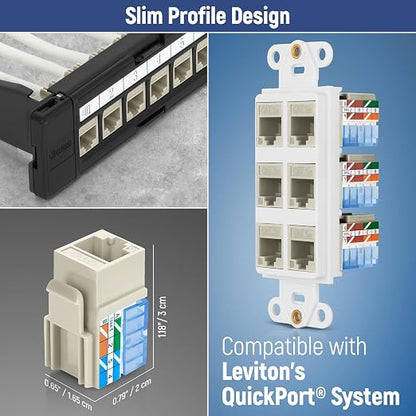 Everest 90° Angled RJ45 Cat5e Keystone Jacks 50-Pack in Ivory - Image 6