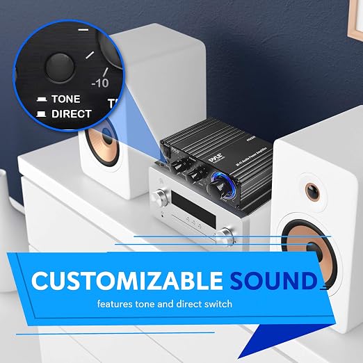 Pyle Home Mini Audio Amplifier - 60W Portable Dual Channel Surround Sound HiFi - Image 4