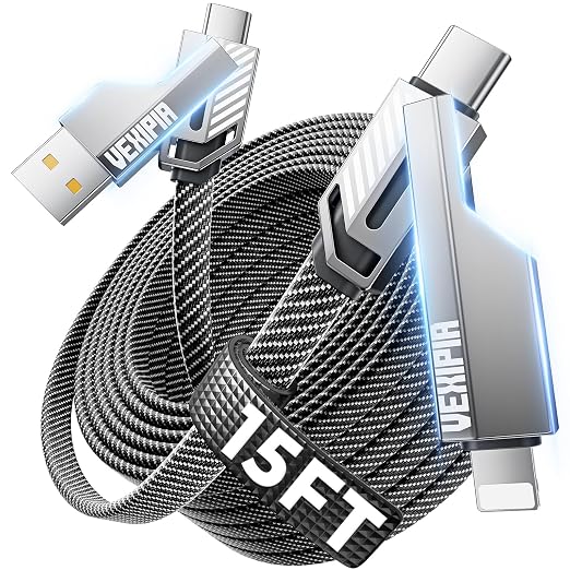 4-in-1 Long USB C Cable 60W 15FT Compatible by Vexipia