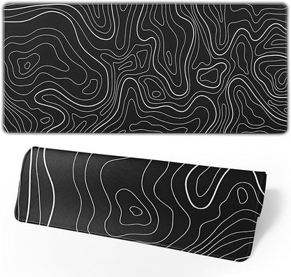 Topographic Contour Extended Big Mouse Pad Large, Gaming Mouse Pad Desk Pad by Brecoy