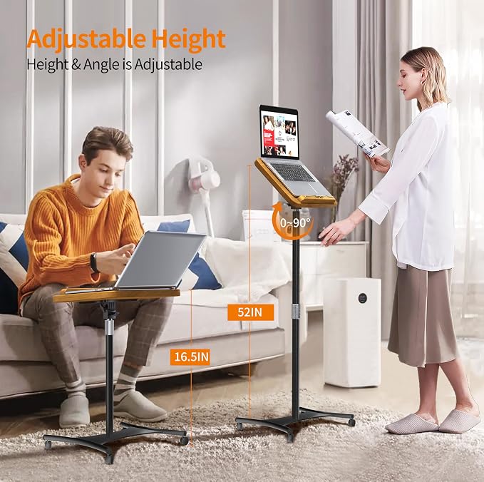 NAMON Rolling 2-in-1 Dual-use Floor & Desktop Book Stand, 100% Solid Wood - Image 4