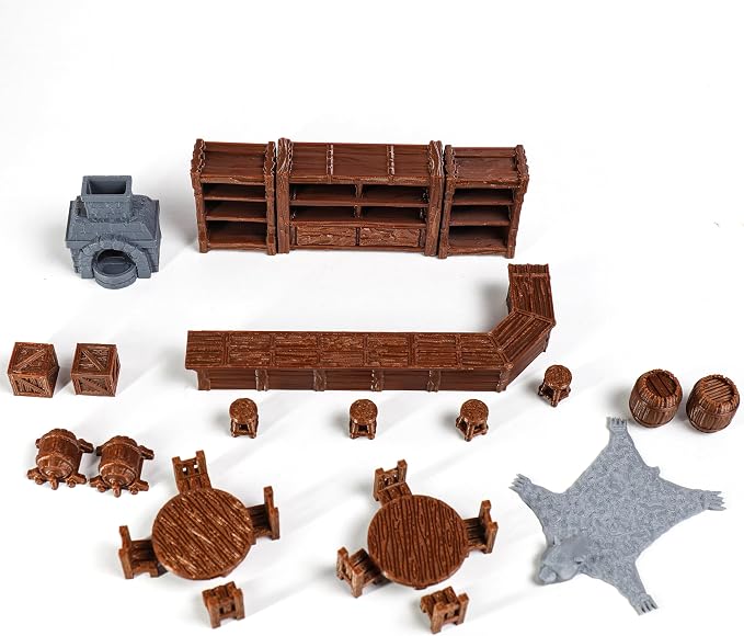 Tavern Bar Furniture Set, D&D Terrain, 3D Printed Tabletop RPG Scenery and - Image 5