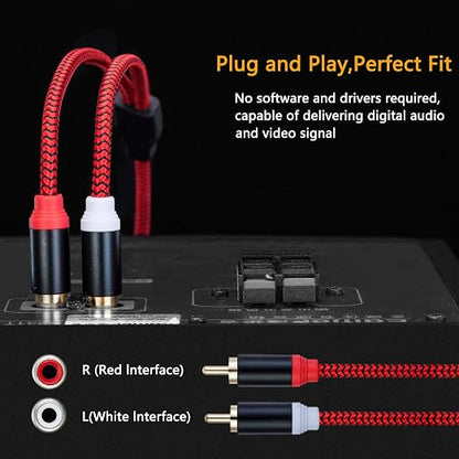 RCA Cable 15Ft, 2Rca Male to 2-Rca Male Audio Stereo Subwoofer Cable - Image 6