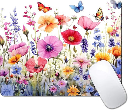 Colorful Wildflowers Floral Butterfly Custom Mouse Pad by IMAYONDIA