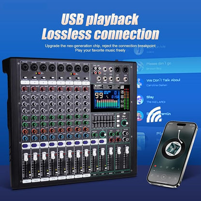 GF12 Multifunction 12 Channel Audio Mixer Stage Performance Mixer Isolated - Image 4