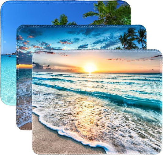 3 Pack Small Mouse pad Beach Square Mouse Mat by WUFCIYBO