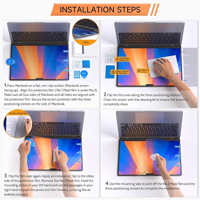 Privacy Screen for MacBook Air 13.6 & 13 Inch 2022-2025, Matte Anti Glare Blue - Image 8