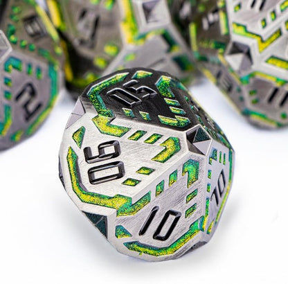 Metal DND Sci-fi Dice Set 7PCS Stripe Polyhedral Dice - Image 4