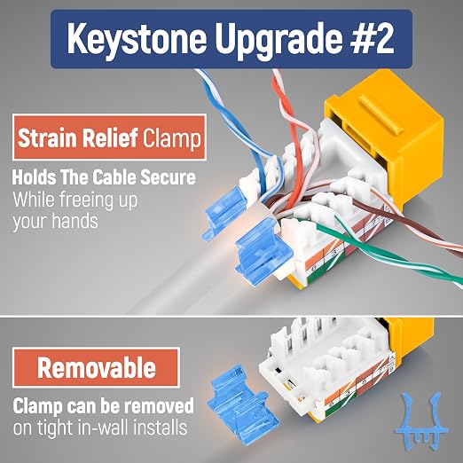 Everest 45° Angled RJ45 Cat5e Keystone Jacks 50-Pack in Yellow - Image 4