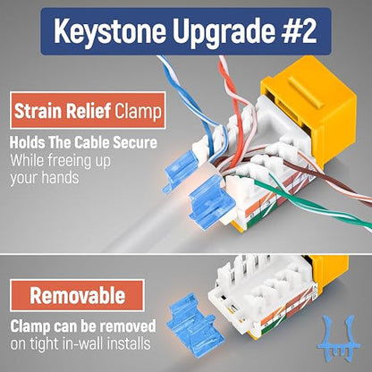 Everest 45° Angled RJ45 Cat5e Keystone Jacks 50-Pack in Yellow - Image 4
