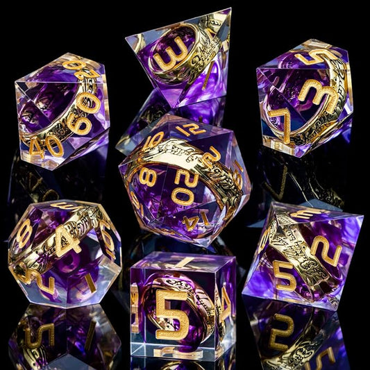 Magic Golden Ring DND Dice Set Sharp Edge Red Resin Dice - Image 2