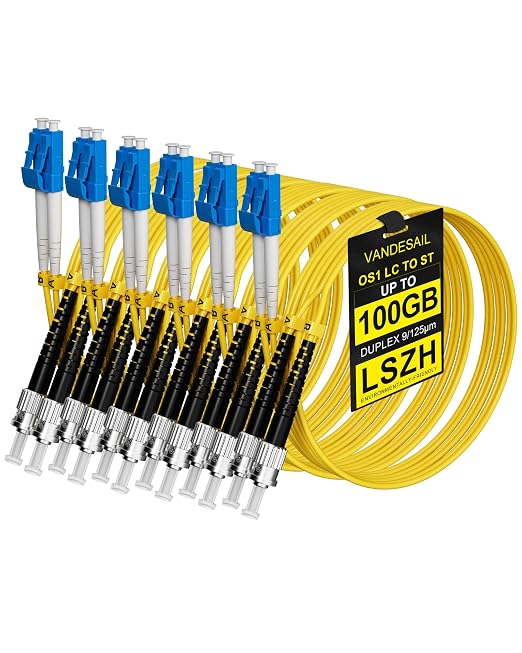 OS1 Fiber Patch Cable, LC to ST Cable Single Mode Duplex LSZH 9/125µm SM by VANDESAIL