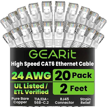 GEARit Cat 6 Ethernet Cable Cat6 Network Patch, Snagless Cord, Internet by GEARit
