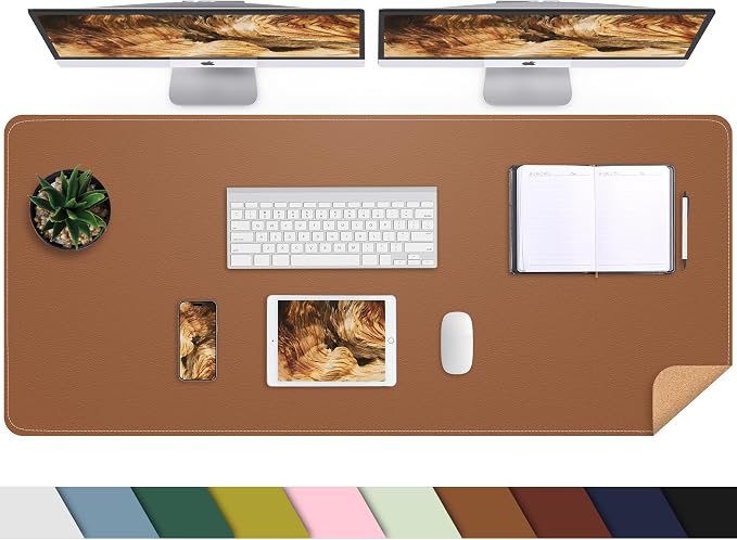 AFIING Leather Desk pad Protector, Large Non-Slip Office Desk Mat by AFIING