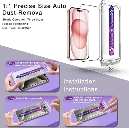 2 Pack Screen Protector for iPhone 14 Pro/iPhone 15 / iPhone 16, 9H Tempered - Image 3