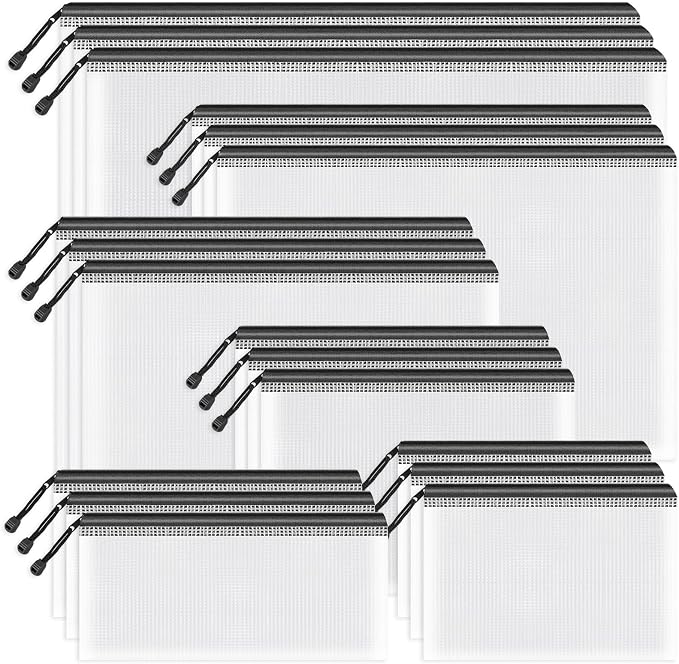 Umriox Zipper Mesh Document Pouch, 6 Assorted Size, Waterproof Travel Pouch by UMRIOX