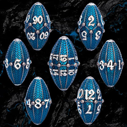 ARUOHHA DND Metal Dice Black Blue Dragons Egg Dice - Image 2