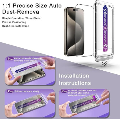 2 Pack Screen Protector for iPhone 16 Pro Max, 9H Tempered Glass, Full Coverage - Image 3