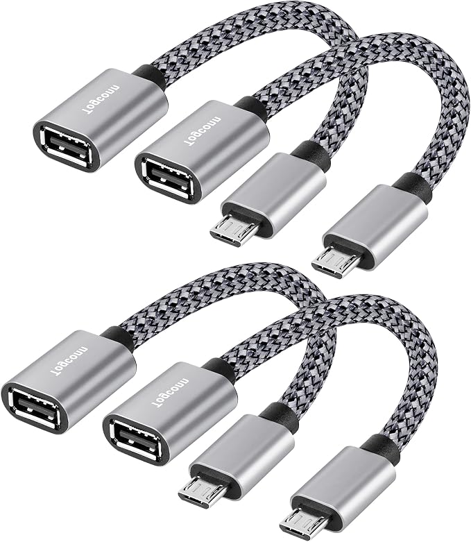 USB to Micro USB Adapter 4 Pack, Unidirectional Micro USB Male to USB Female by Togconn