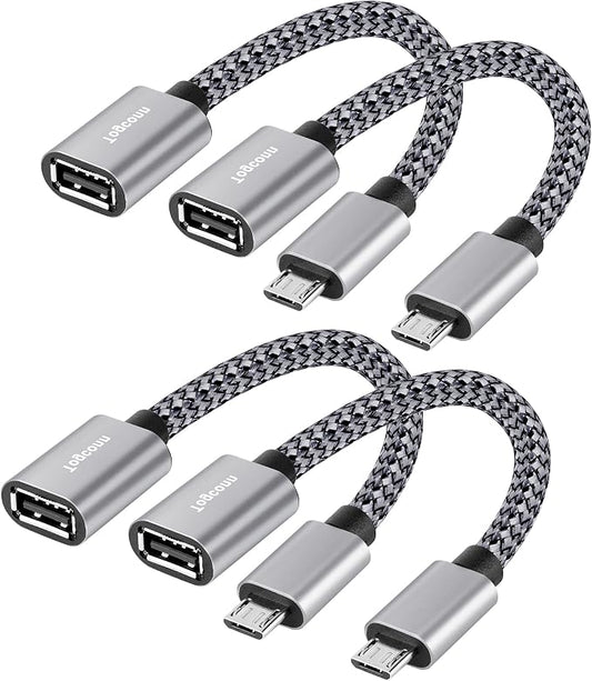 USB to Micro USB Adapter 4 Pack, Unidirectional Micro USB Male to USB Female by Togconn