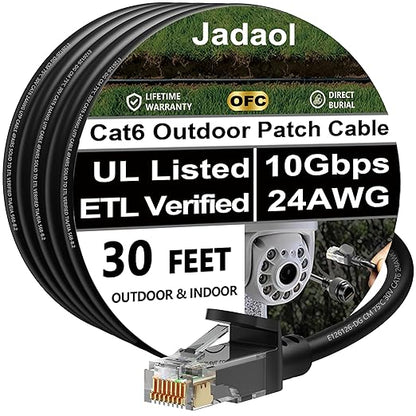 Jadaol Cat 6 Ethernet Cable 30ft, Outdoor&Indoor, 10Gbps Support Cat8/7 Network by Jadaol