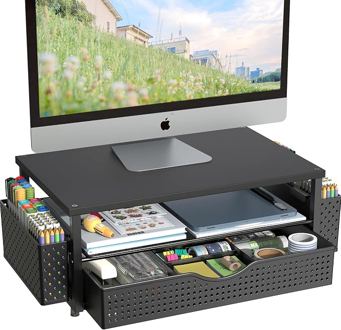 Desk Organizer and Accessories, Computer Monitor Stand Riser by Spacrea