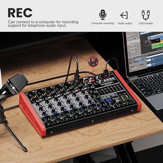 8 Channel Audio Interface Sound Board Mixing Console XLR 1/4 inch Jack USB - Image 5