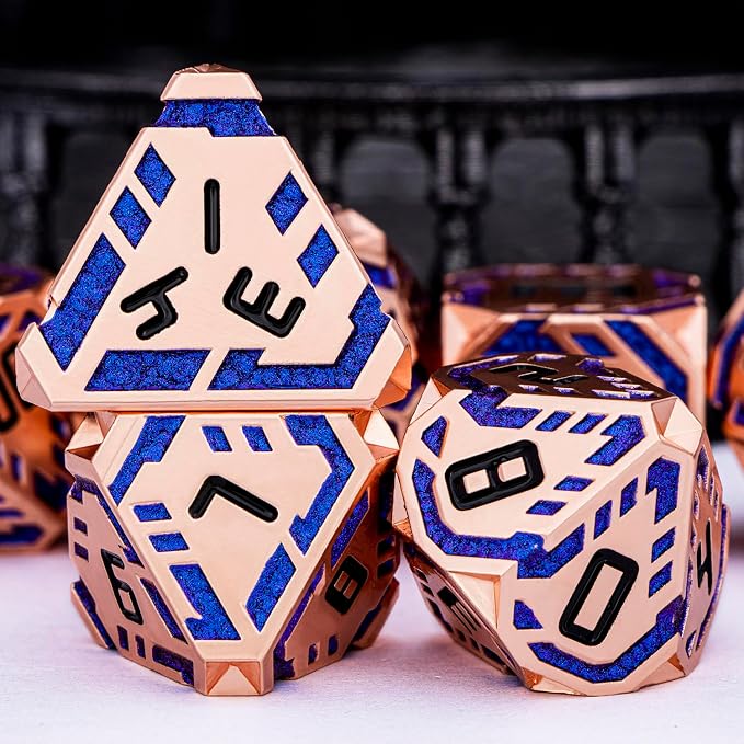 Metal DND Sci-fi Dice Set 7PCS Stripe Polyhedral Dice - Image 5