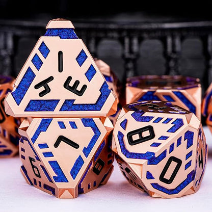 Metal DND Sci-fi Dice Set 7PCS Stripe Polyhedral Dice - Image 5