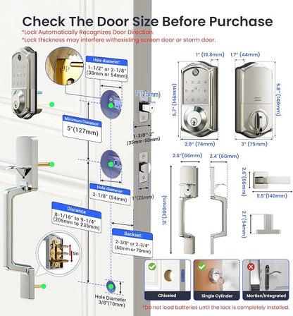 Veise VE017-D Smart Fingerprint Front Door Lock Set, App Control, 8-in-1 - Image 9
