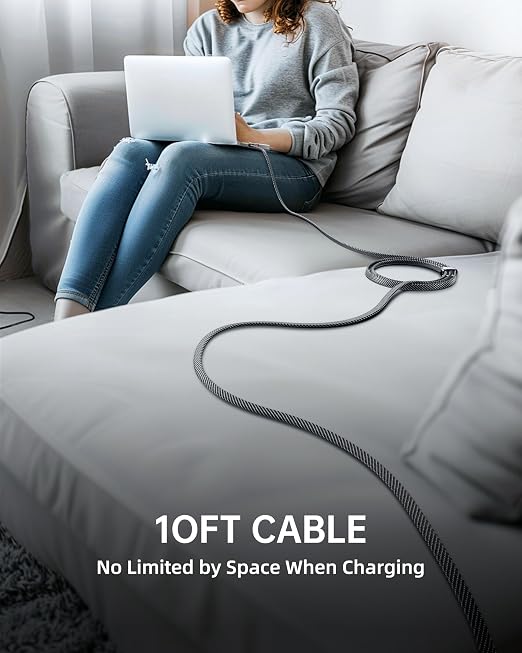 SHEZI 4-in-1 Long USB C Cable 60W 10FT Fast Charging Flat Braided Multi Charger - Image 2