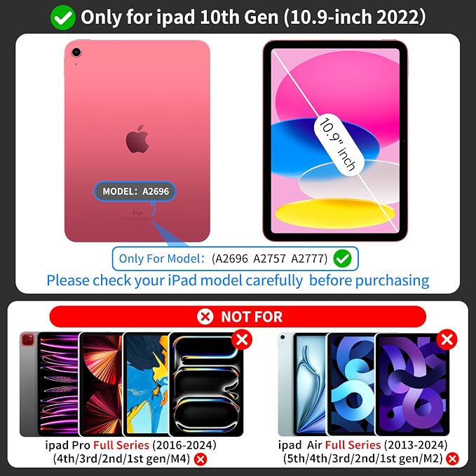 Keyboard Case for iPad 10th Generation and iPad 11th, Magnetic Detachable - Image 8